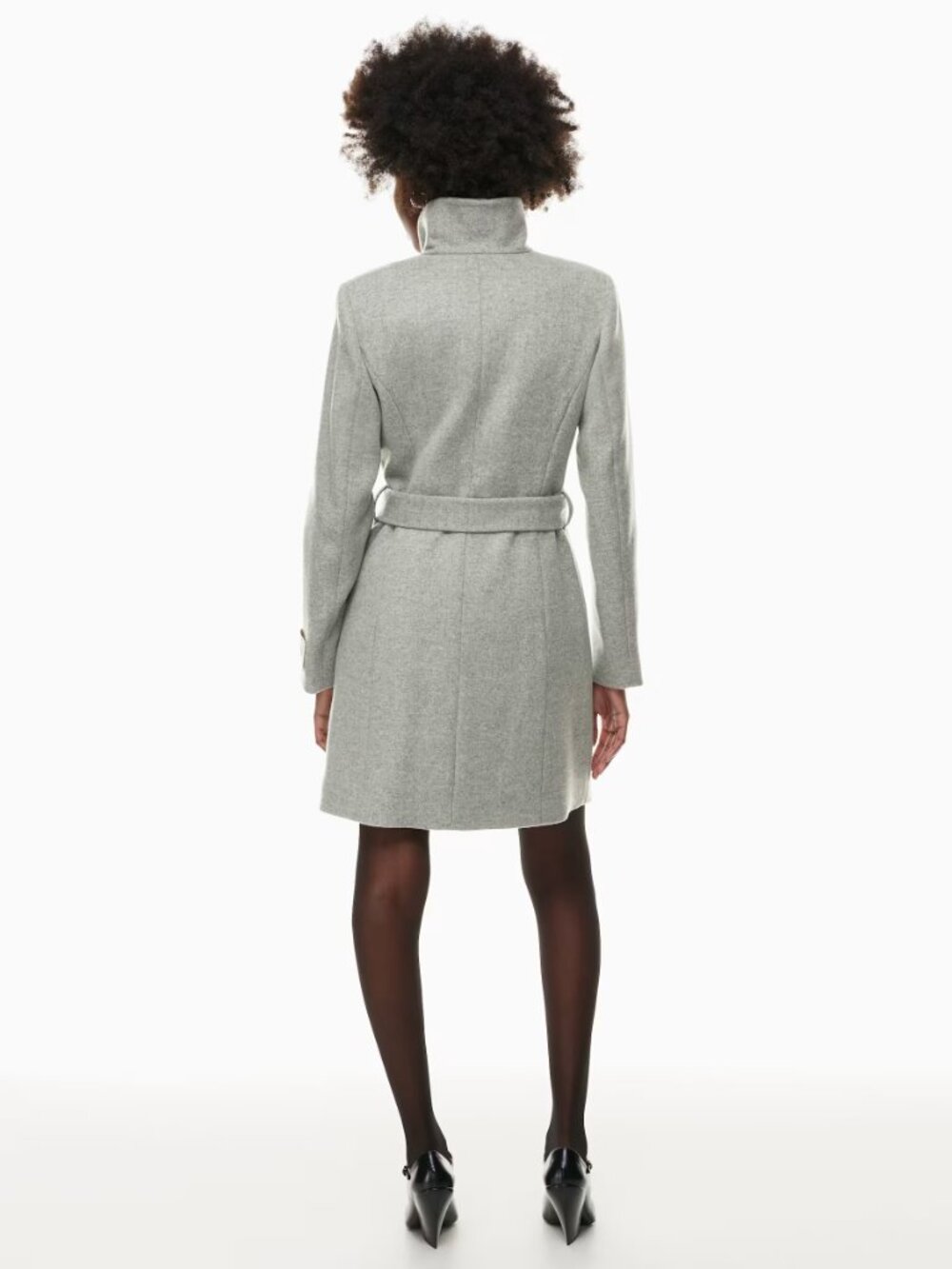 Aritzia BABATON Connor Heather Light Grey Virgin Wool Belted Wrap Coat, Size M - Picture 16 of 16